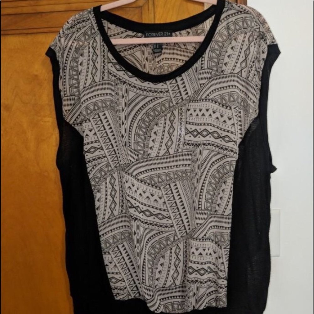 Forever 21 Black tribal print top